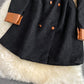 Lapel corduroy waist dress Hepburn  3115