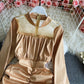 Gauze stitching thin pleated high cold imperial sister wind wrapped hip dress  3158