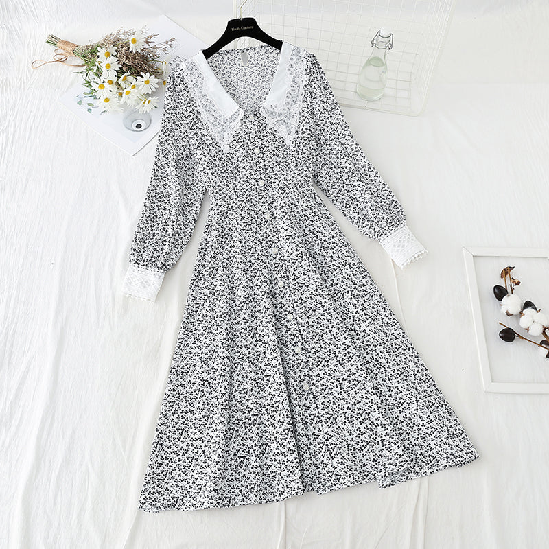 Korean patchwork Floral Dress  2244