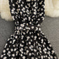 Chiffon-Kleid mit Blumenrock und V-Ausschnitt 3414