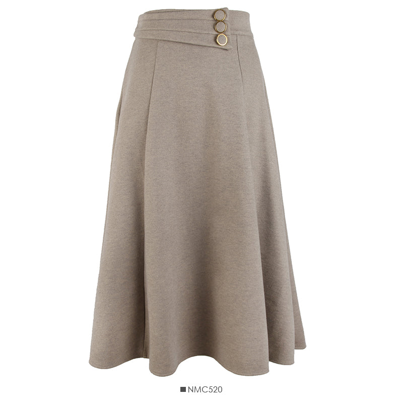 High waist three button thickened large swing skirt  2520
