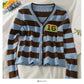 Striped single breasted cardigan long sleeved sweater for women  2061
