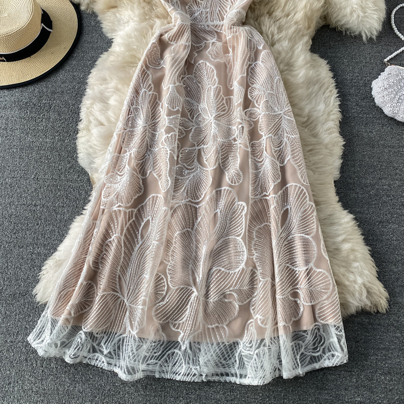 New round neck lace dress party celebrity temperament  3296