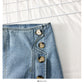 High waist one step medium length skirt cowboy skirt with irregular split  2651