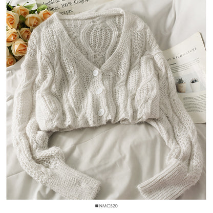 Jacquard-Pullover Damen lockerer und dünner einfarbiger Pullover 1741