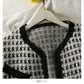 Sweater women's autumn and winter check loose and thin long sleeved cardigan  2075