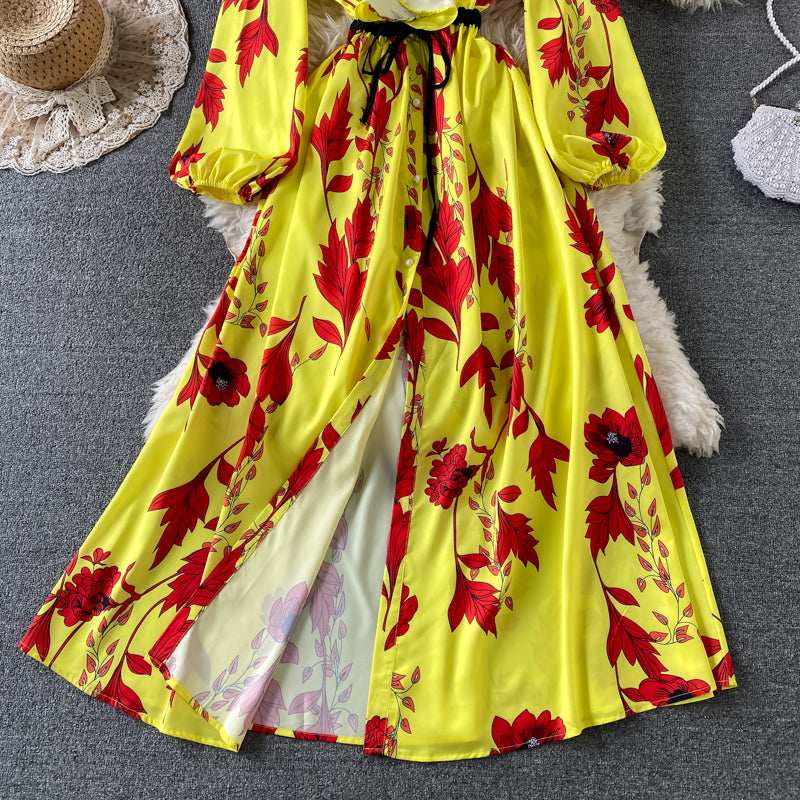 Slim and slim, lotus leaf border, waist closed and large swing A-shaped skirt  2967