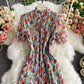 Floral Chiffon Pleated Dress  2881