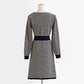 Design sense aging knitted striped dress with slim temperament  2281