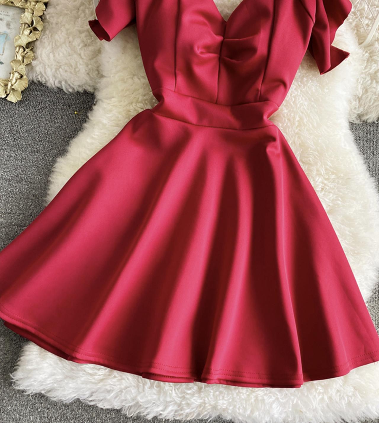 Cute A line backless short dress  1323