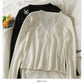 Bow decorative low neck single breasted sweater women's autumn dress  2011