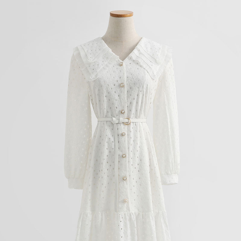 White lace dress with slim waist fairy skirt  2217