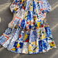 Blue and white porcelain printing gentle dress  3251