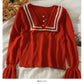 Knitwear women's autumn clothes look thin and versatile trumpet sleeve top  1961