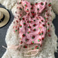 Gauze dress strawberry pink one line shoulder bag hip skirt  3177