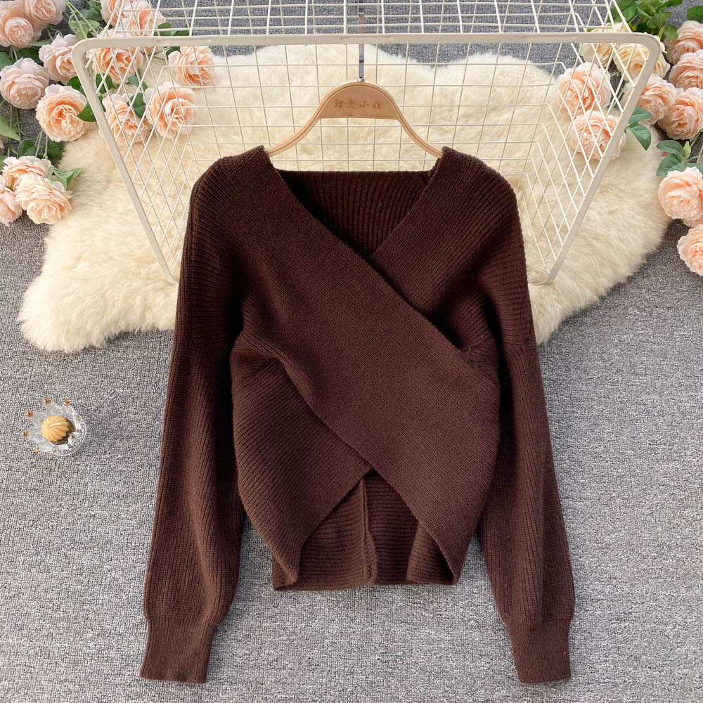 Sweet temperament V-Neck Sweater women's Pullover fashion sweater  1625