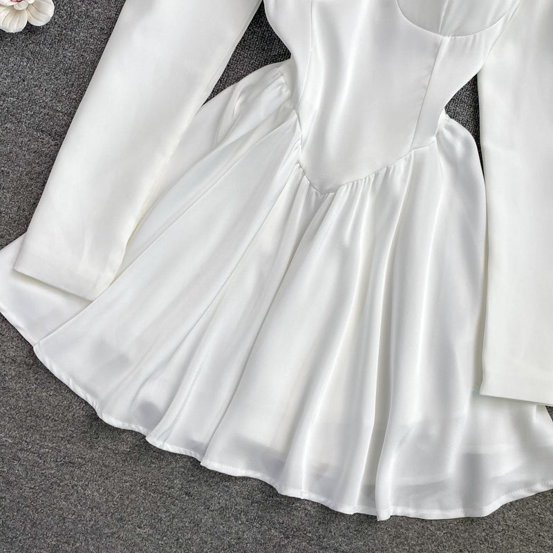 High waist thin bud dress aging sweet fluffy A-line skirt short skirt  3120