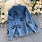 Denim Jacket Women's autumn new embroidery letter loose  1493