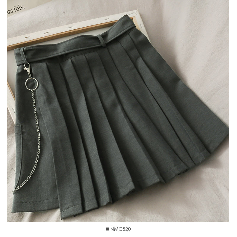 Dark pleated skirt Harajuku tooling short skirt female  2657