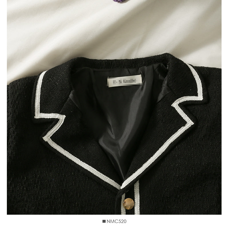 Korean color matching stripe suit collar single breasted cardigan jacket  2122