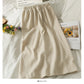 Hong Kong style retro vertical stripe elastic waist medium length skirt  2494