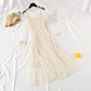 Mesh dress French elegant Sequin beaded lace up bottom skirt  2456
