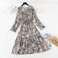 French retro interior with bottom over knee Chiffon loose pleated long skirt  2386