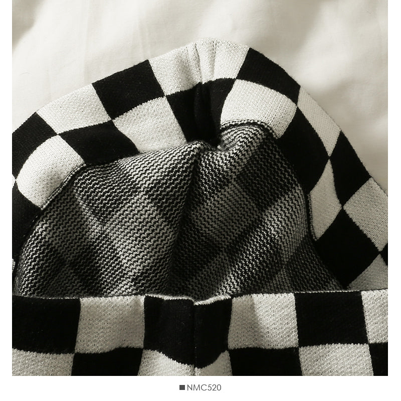 Korean Plaid elastic waist thin split knit one-step skirt  2526