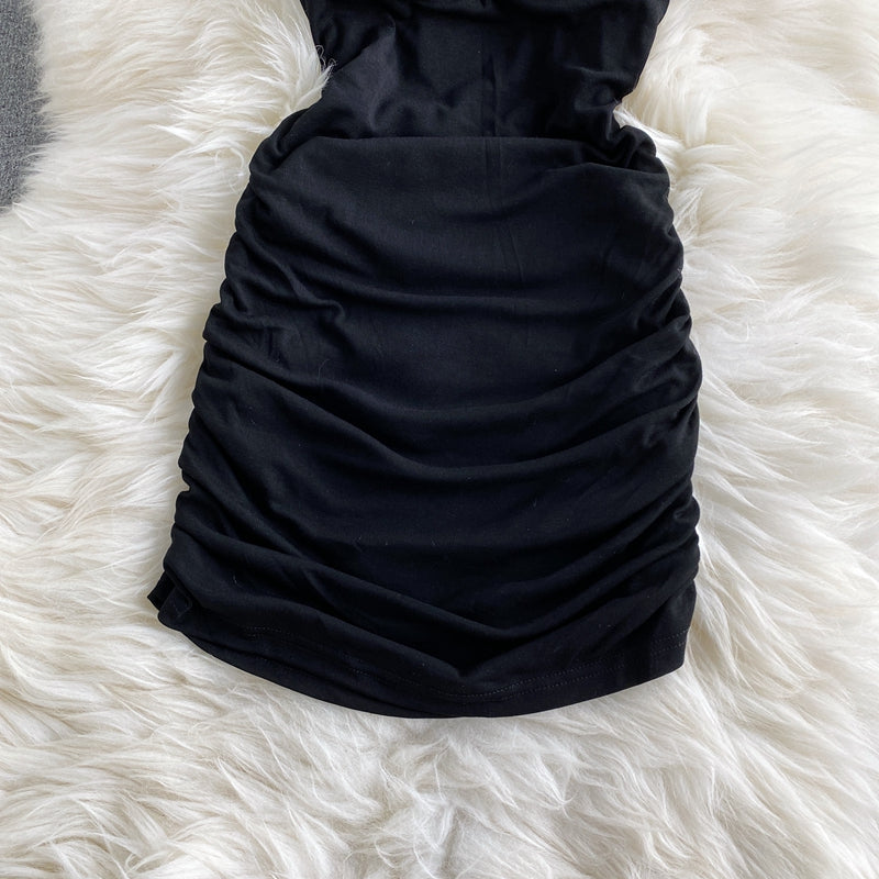 Pleated slim wrap hip skirt short suspender bottomed skirt  2778