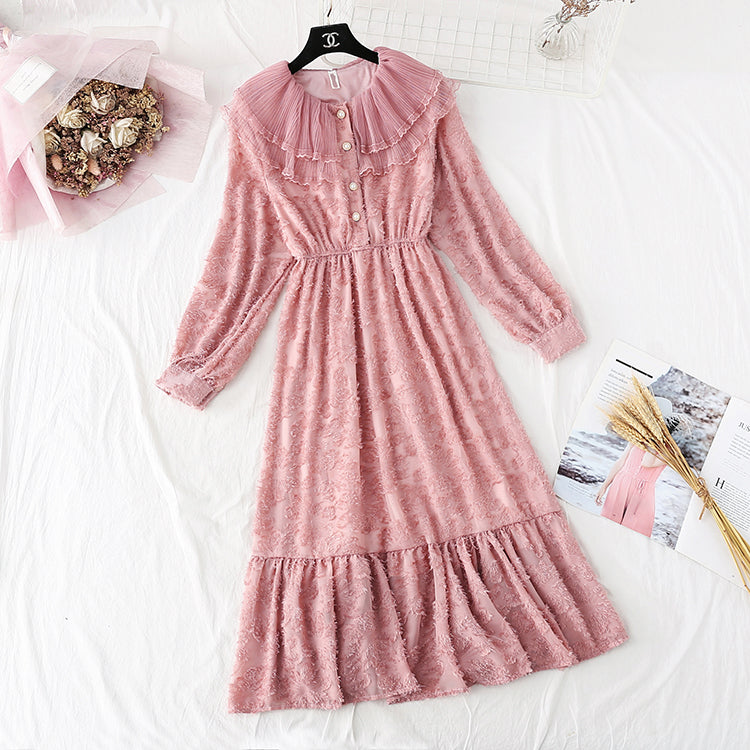 Women's chiffon dress with French retro super fairy skirt  2374