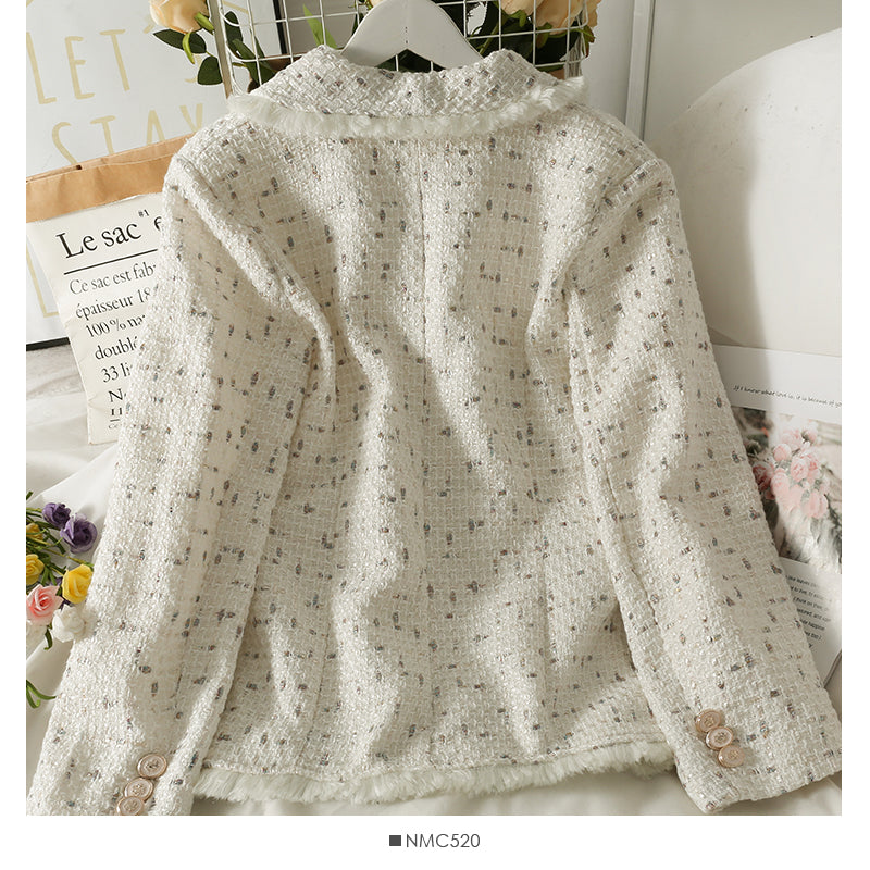 Korean fashion versatile rough edge suit collar foreign style single breasted coat  2111