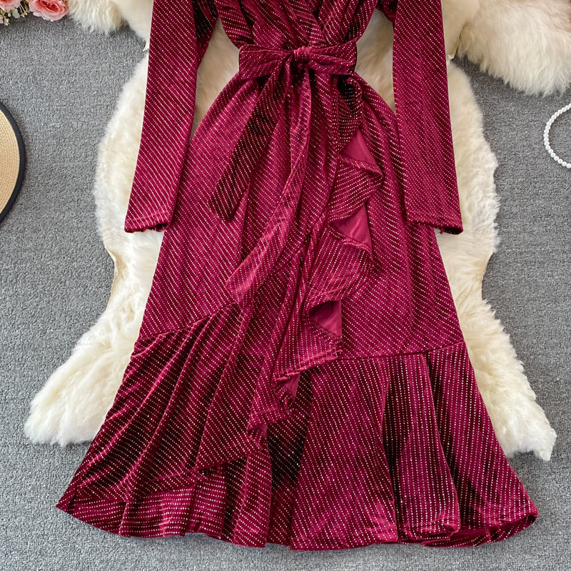 Narrow waist, slim fit, Hip Wrap, fishtail long skirt  3085