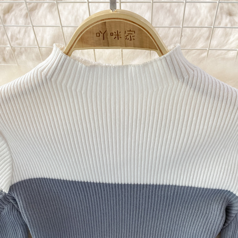 French Vintage stand collar knit dress  3358