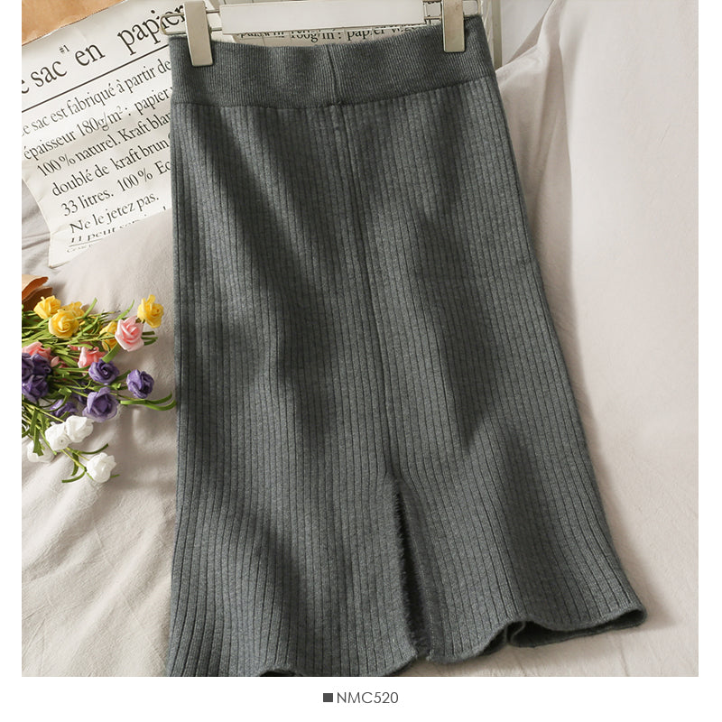 Slim and versatile solid color split knit  2666