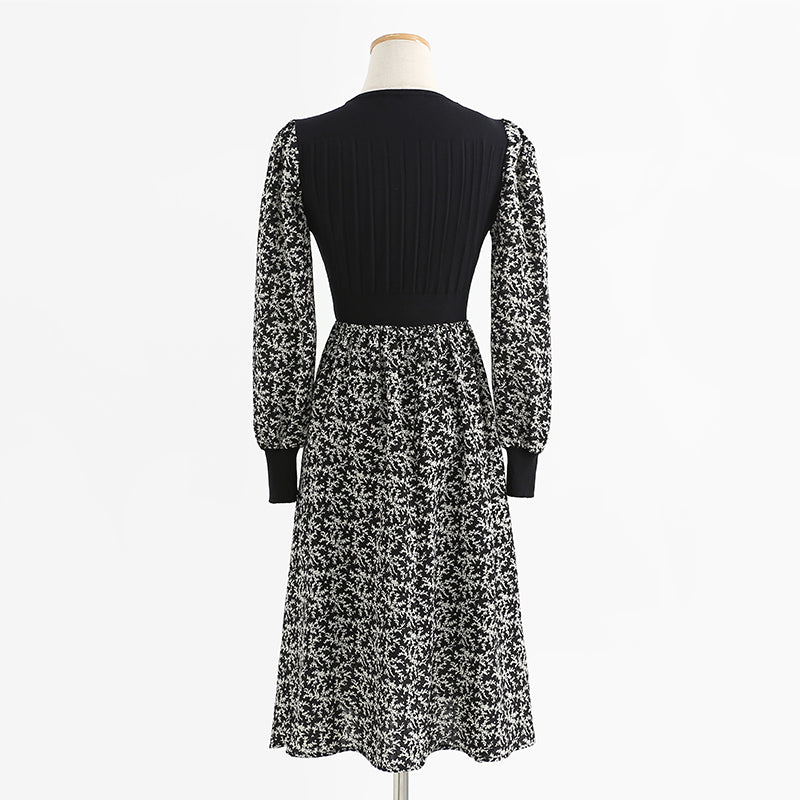 New Retro long skirt stitched black knitted skirt premium skirt  2255