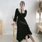 Lace V-neck velvet dress  2163