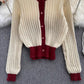 Vintage lazy sweater, single-breasted, loose, versatile, long-sleeve cardigan  1387