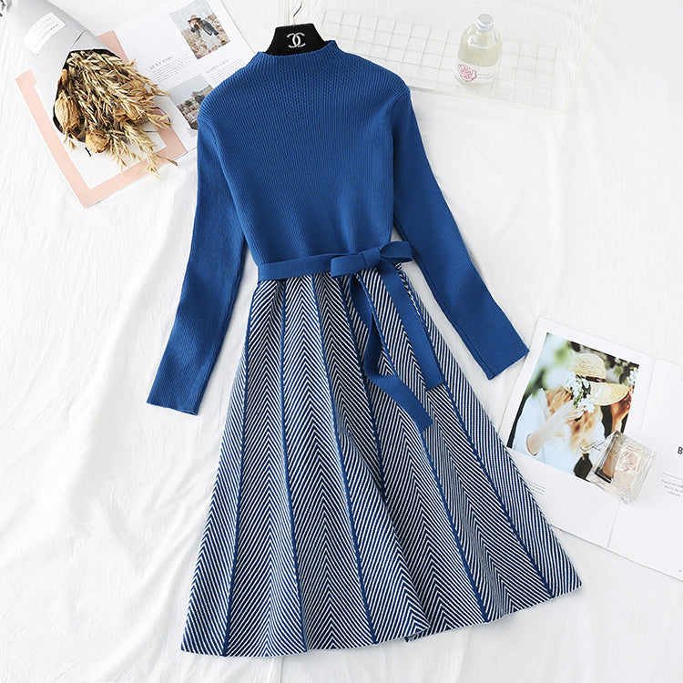 Knitted dress women's inner small fragrant wool dress  2149