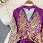 Court Vintage printed long sleeved dress with large swing  3382