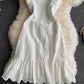 Lace hollow bubble sleeve temperament flounce suspender dress  2765