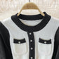 Korean high waist round neck knit stitched dress  3369