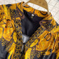 Light luxury high-end retro printed V-neck bubble sleeve dress  3011