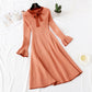 Knitted dress women's new French retro knee length wool dress  2144