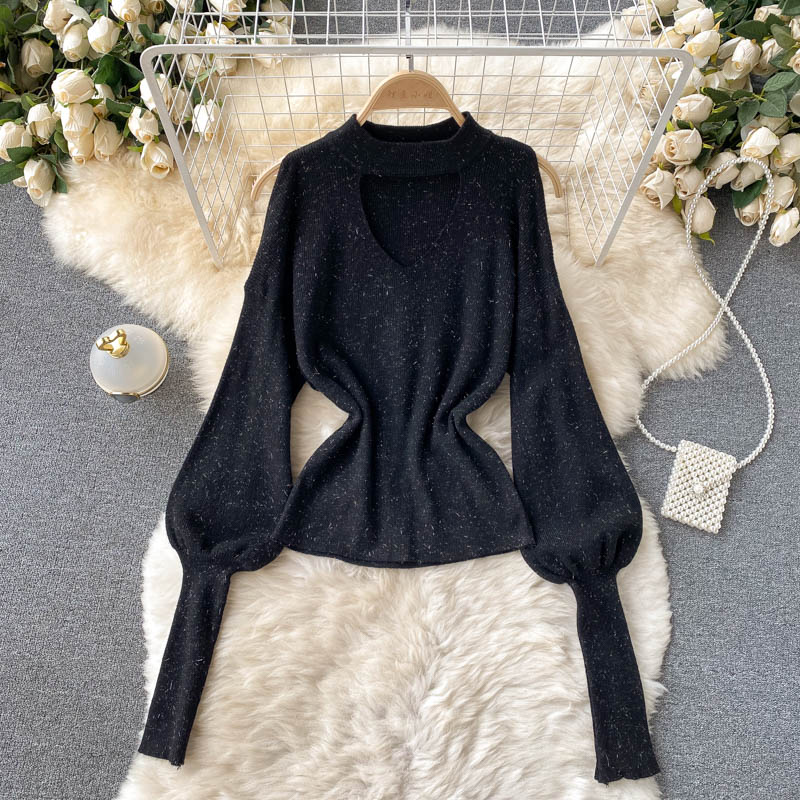Women's sweater with half high neck design  1604