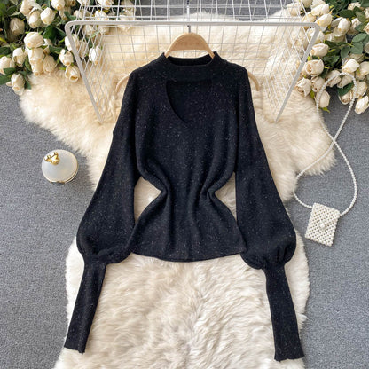 Women's sweater with half high neck design  1604