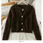 Sweater crew neck single breasted long sleeved top Plush crew neck sweater  1965