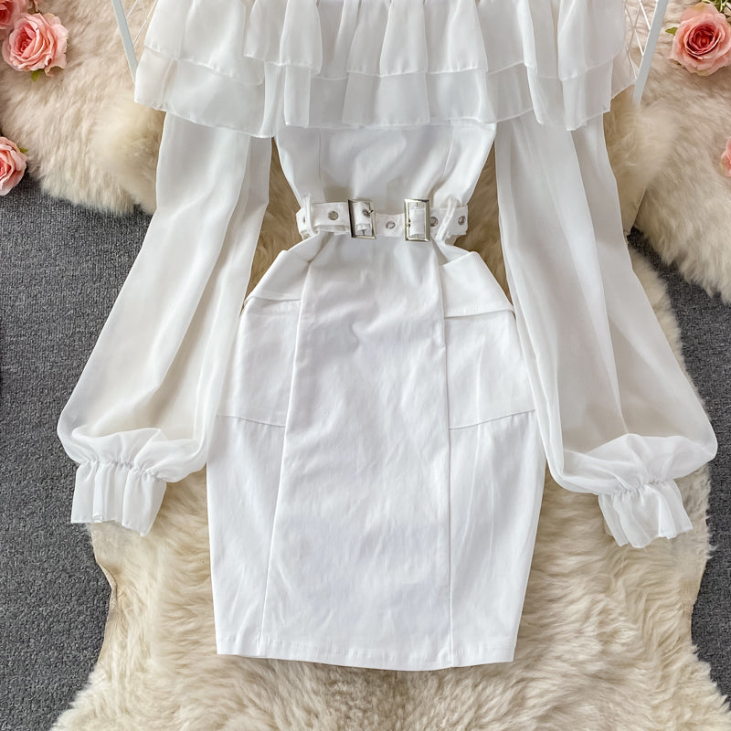 Schulterfreies Lotusblattkleid 3098 im Stil der königlichen Schwester