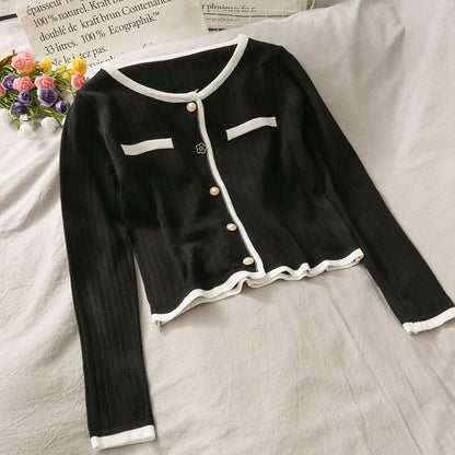 Herbst aushöhlen Perspektive dünner einreihiger Pullover 1740