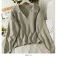 Neuer Vintage Revers lockerer dünner Pullover Pullover für Frauen 1805