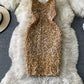 French Hepburn temperament Sequin Hip Wrap Dress  2752